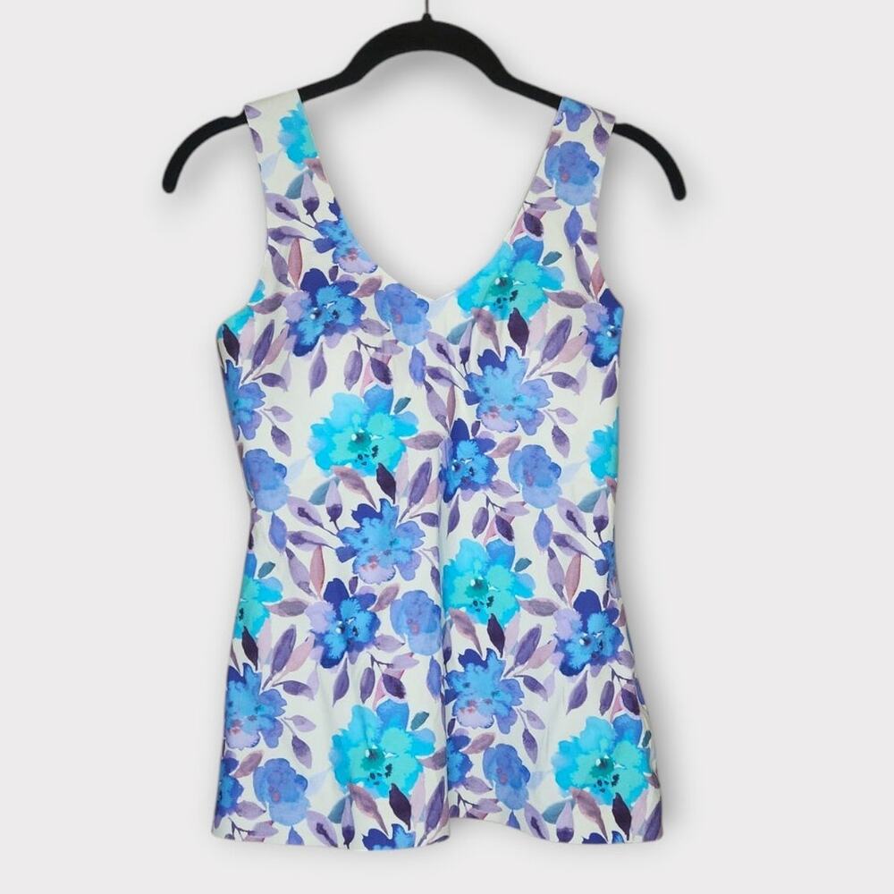 NEW Knix Evolution Support Tank Built In Bra Floral Blue Womens Med